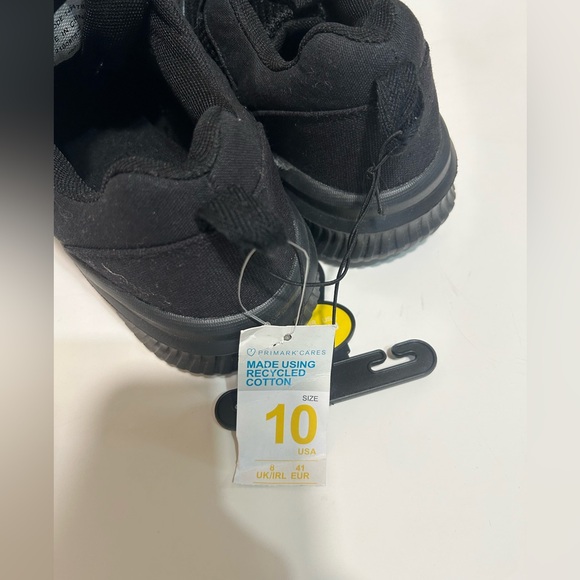 NWT PRIMARK BLACK SNEAKERS MADE FROME RECYCLED COTTON IN SIZE 10 - Picture 5 of 6